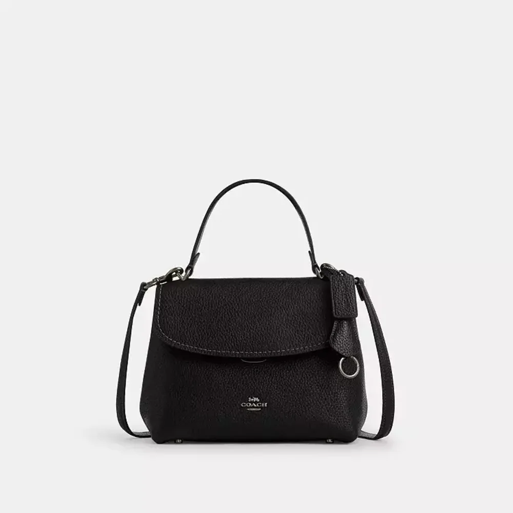 Coach Emory Top Handle Black Leather Handbag - Picture 1 of 11